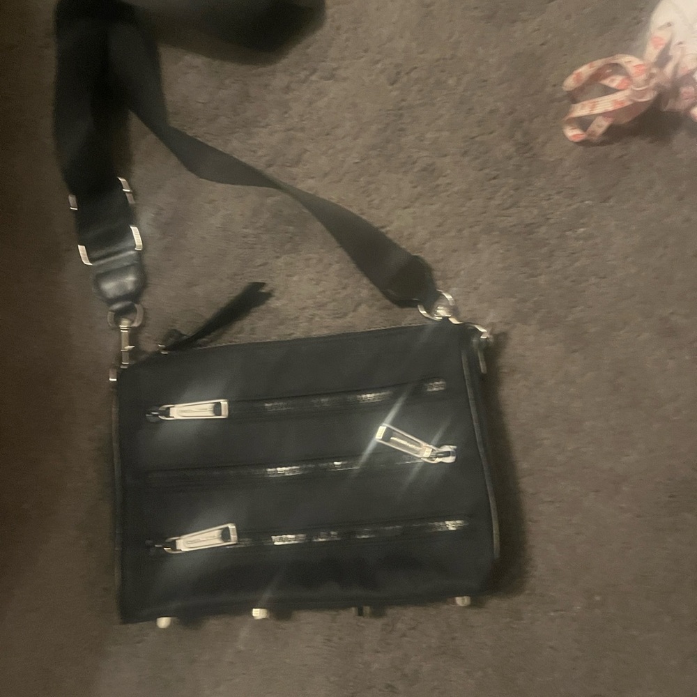 Rebecca Minkoff black nylon mini crossbody handbag